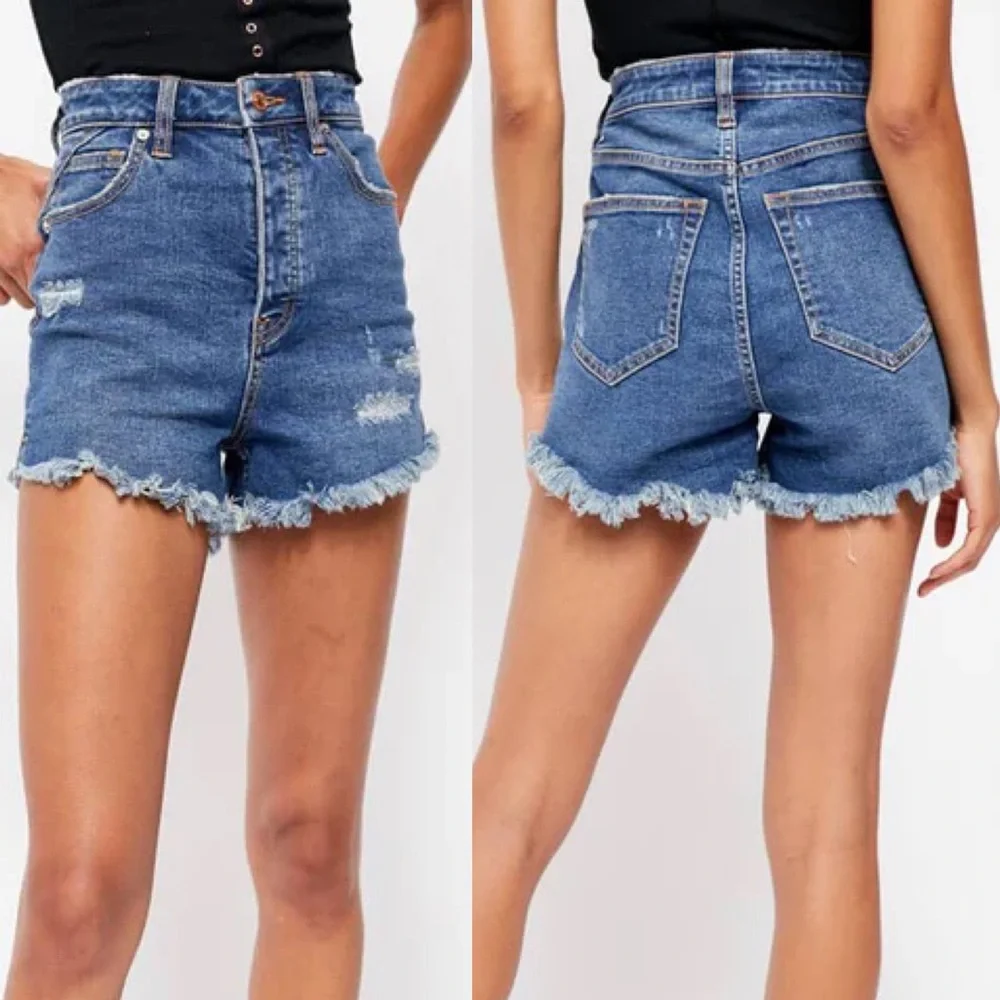 Free People CRVY Vintage High Rise Shorts In Lolita Blue 35 - Picture 1 of 5